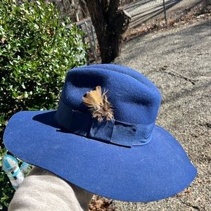 Blue wool vintage hat from Conner Handmade Hats